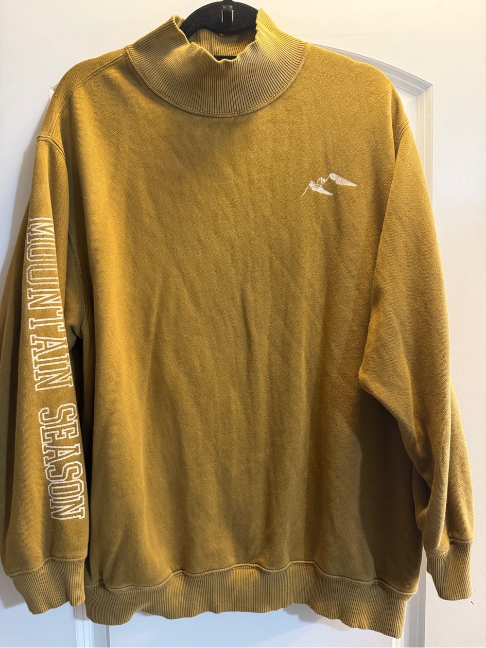 aerie Mustard Yellow Mock Neck Sweatshirt with White Logo